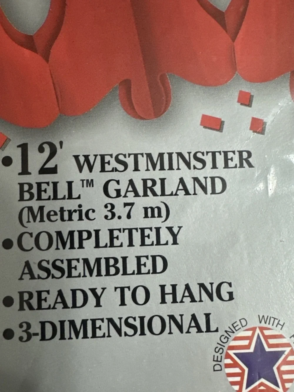 VTG 1998 Beistle Wedding Bell Garland 12’ (X 3) Westminster 3-D Red bells decor